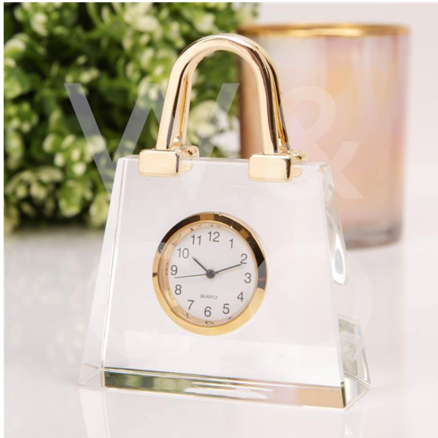 Glass Handbag miniature clock